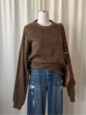 Vintage Towncraft Knit Sweater XL Tall - Brown Earth Tone.